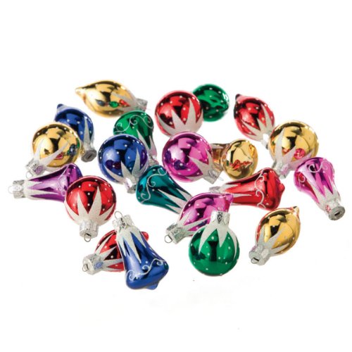 Shimmering Sparkling Christmas Holiday Mini Ornaments, Multi-Colored, Small, Set of 21, 1.5″ – 2″