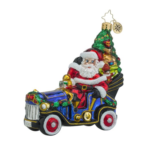 Christopher Radko Merry Motoring Santa Claus and Transportation Christmas Ornament