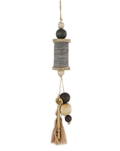 Blossom Bucket 1411-71616 Spool with Black Wood Beads/Key Ornament, 14-1/2″