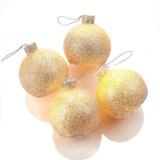 Winter Lane Set Of 4 Glitter Gold Led Ornaments Candles