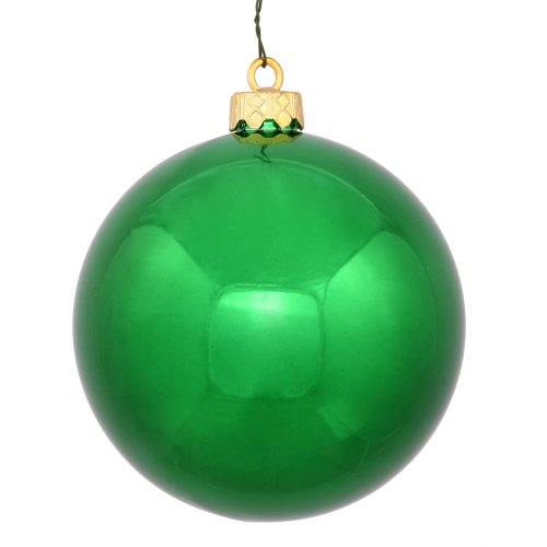 Vickerman Shiny True Green UV Resistant Commercial Shatterproof Christmas Ball Ornament, 6″