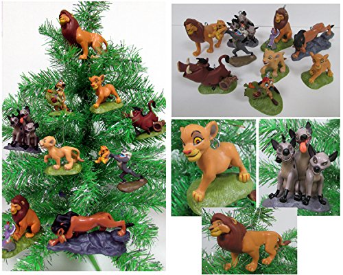LION KING 9 Piece Christmas Ornament Set Featuring Simba, Nala, Scar, Timon, Zazu, Hyena’s, Rafiki and Mufasa, Ornaments Average 2″ to 3″ Tall