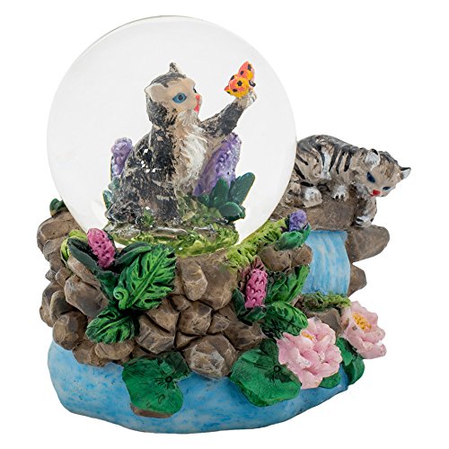 Tabby Kittens 3 x 3 Miniature Resin Stone 45MM Water Globe Table Top Figurine