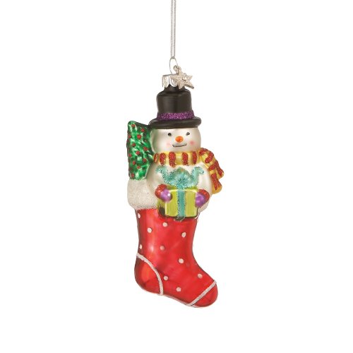 Midwest Glassworks Glass Snowman in Stocking Ornament