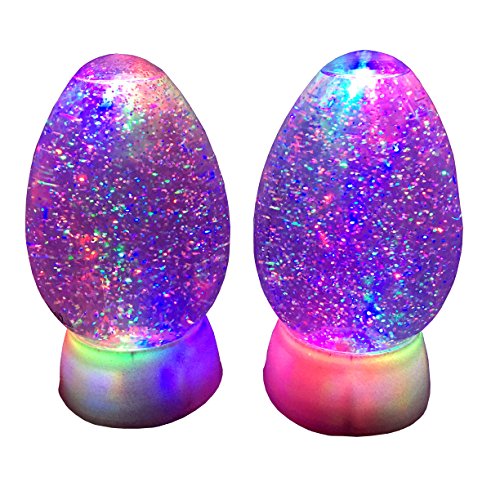 Easter Decoration Two Eggs Swirl Dome Snowglobe With Color Changing LED Light Up Glitter Liquid Ornament Home Decoration E5307-WHITE