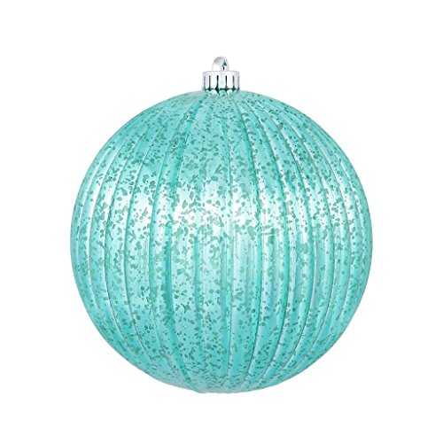 Vickerman 441152 – 4″ Teal Mercury Finish Pumpkin Ball Christmas Tree Ornament (6 pack) (M162242)