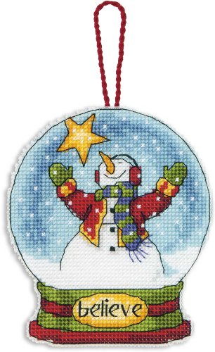 Dimensions Crafts Counted Cross Stitch Ornament, Believe Snow Globe