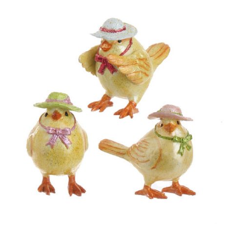 RAZ Imports – Easter / Spring 3″ Yellow Birds with Hats – Set of 3