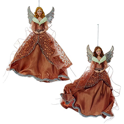 Kurt Adler 9″ Rose Gold Angel Ornament Set of 2