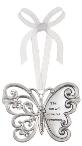 The Sun Will Come Out Tomorrow Butterfly Silver & Crystal Filigree Ornament