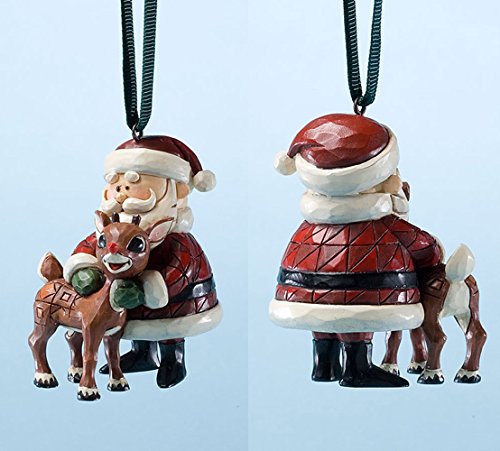 Jim Shore Rudolph Traditions Santa Hugging Rudolph Holiday Ornament