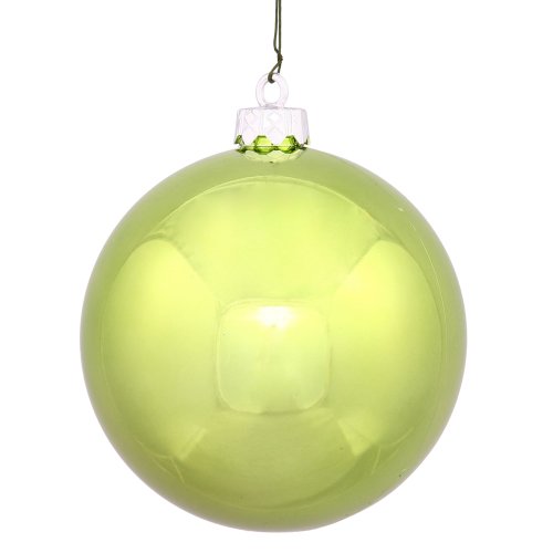 Vickerman Shiny Lime Green UV Resistant Commercial Shatterproof Christmas Ball Ornament, 4″