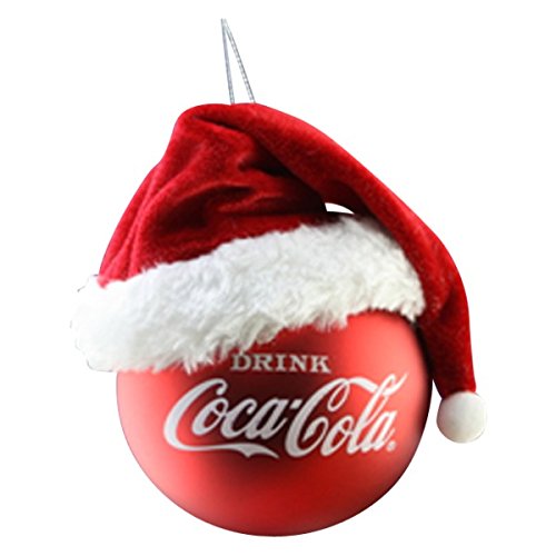 Kurt Adler Coca-Cola Red Ball with Santa Hat Ornament