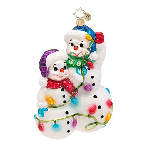 Christopher Radko Glass Snowmen Glowmen Lights Christmas Ornament #1016616