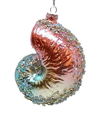 December Diamonds Red and Blue Spiral Seashell Glass Christmas Ornament 7980320