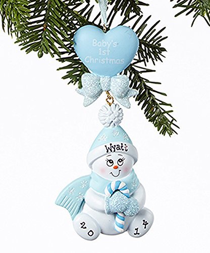 Personalized Candy Cane Baby Blue Christmas Holiday Gift Expertly Handwritten Ornament by Rudolph and Me