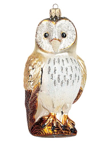 Barn Owl Polish Mouth Blown Glass Christmas Ornament Bird Tree Decoration