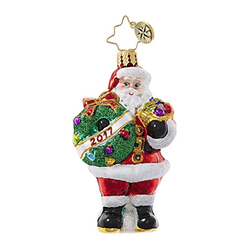 Christopher Radko 2017 Holly Jolly Year Santa Little Gem Glass Ornament – 3″H.