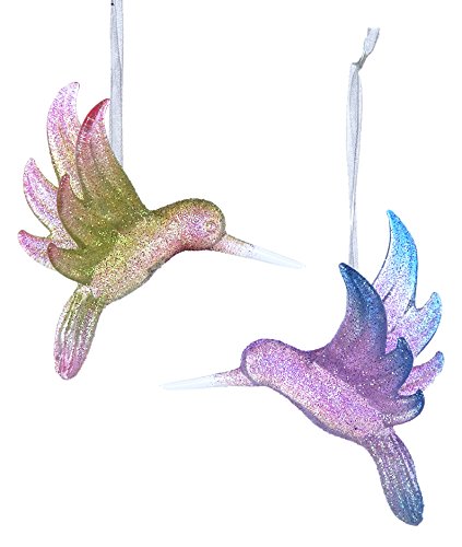 Kurt Adler 3-inch Glass Hummingbird Ornaments, Set of 2