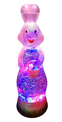 Easter Decoration Swirl Dome Snowglobe Color Changing LED Light Up Glitter Liquid Ornament Easter Decoration (E5201-WHITE)