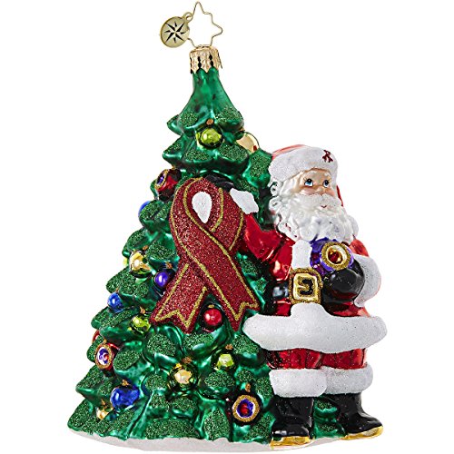 Christopher Radko Red Ribbon Claus Charity Awareness Glass Ornament – 2017 AIDS Awareness Ornament – 5.5″h.