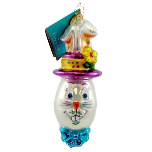 Christopher Radko HARD BOILED BUNNY Blown Glass Ornament Easter Rabbit Egg
