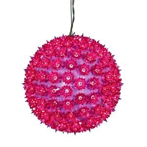 Vickerman W120806 10″ Fuchsia Lighted Hanging Star Sphere Christmas Decoration