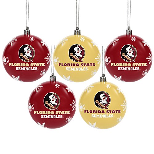 NCAA Forever Collectibles: 5 Pack Shatterproof Ball Ornament Set, Florida State Seminoles, One Size