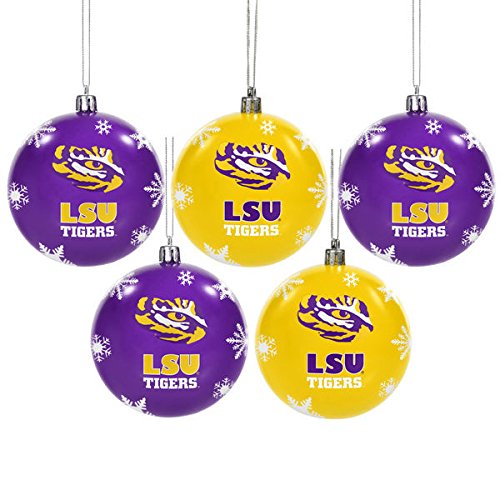 NCAA Forever Collectibles: 5 Pack Shatterproof Ball Ornament Set, LSU Tigers, One Size