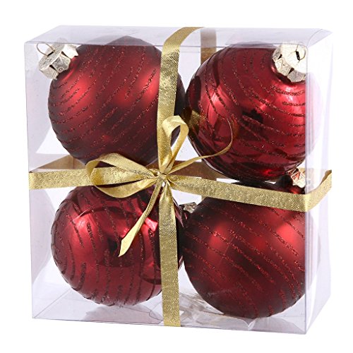 Vickerman 24663 – 3″ Burgundy Glitter Ball Christmas Tree Ornament (4 pack) (N110805A)