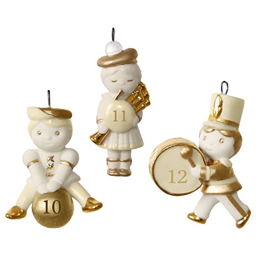 12 Little Days of Christmas: Set of Days 10-12 Mini Porcelain Ornaments