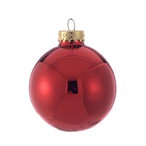Kurt Adler 65mm Shiny Red Glass Ball Ornaments, 6-Piece Box Set