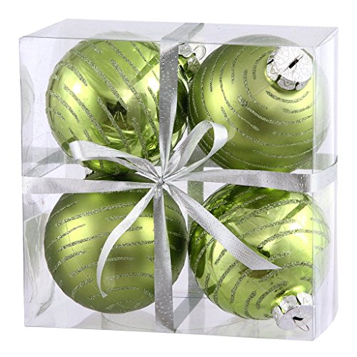 Vickerman 24670 – 3″ Lime Glitter Ball Christmas Tree Ornament (4 pack) (N110813A)