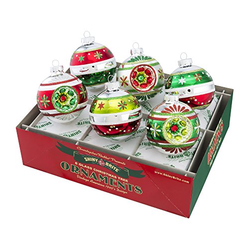 Shiny Brite Holiday Splendor Decorated Rounds with Reflectors – Set of Six