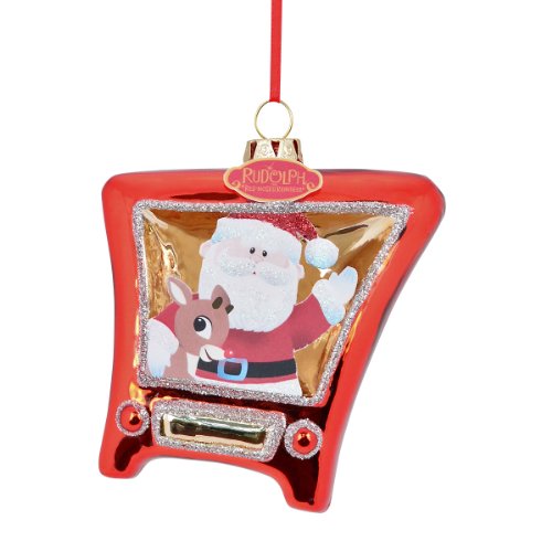 Department 56 Rudolph Santa and Rudy Tv Ornament, 4.5-Inch
