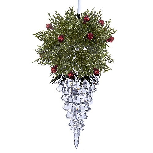 Kurt Adler 3.11″ Acrylic Icicle Ornament with Holly
