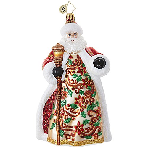 Christopher Radko Poinsettia Passion Santa Claus Christmas Ornament