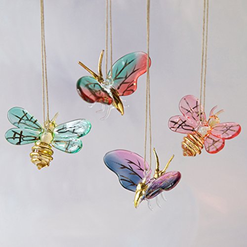 Glass Bee or Moth Ornament (Moth with Purple Wing)
