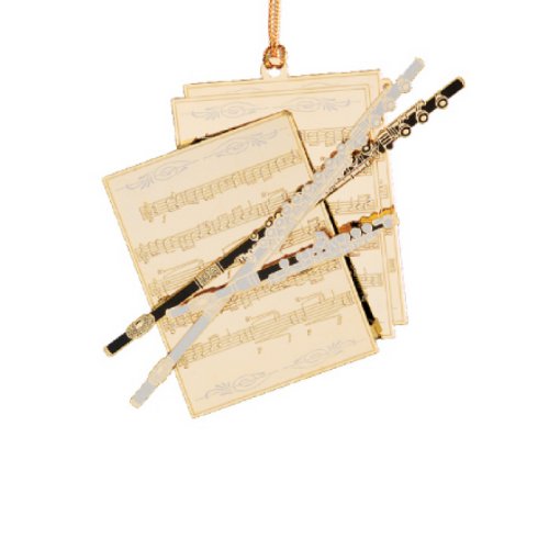 Baldwin Flute with Sheet Music  Ornament