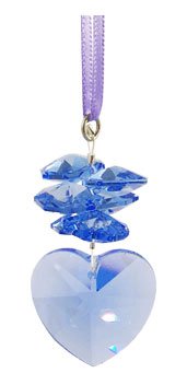 Charm Ornament Blue Heart (1.15″ Long) Hanging Charm – Clear – Swarovski Crystal