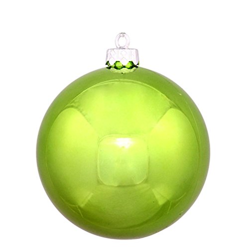 Vickerman Shiny Green Kiwi Commercial Shatterproof Christmas Ball Ornament, 8″