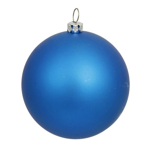 Vickerman Matte Lavish Blue UV Resistant Commercial Shatterproof Christmas Ball Ornament, 4″