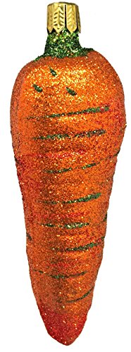 Large Glitter Carrot Vegetable German Glass Christmas Tree Ornament Decoration