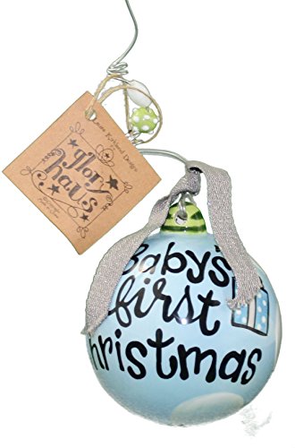 Glory Haus Baby’s First Christmas Ceramic Ball Ornament (Blue)