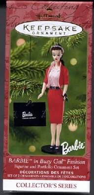 Barbie in Busy Gal Fashion Set of 2 Ornaments 2001 Hallmark Keepsake Ornaments
