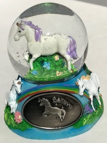 Miniature 2 Inch Unicorn and Rainbow Snow Globe Glitterdome