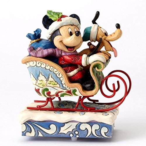 Jim Shore Disney Traditions  Mickey and Pluto Laugh All The Way Musical Figurine