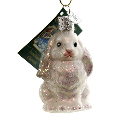 Old World Christmas BABY BUNNY Glass Rabbit Ornament 12365 White