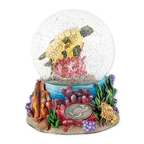 Turtles Underwater 100mm Resin Glitter Water Globe Plays Tune Somewhere Out There