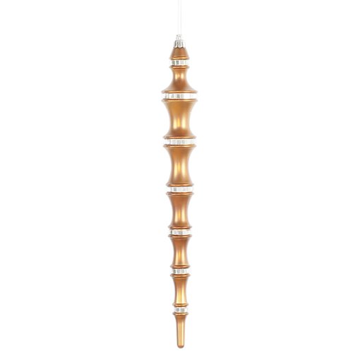 Vickerman 4 Count Aztec Gold Mirrored Shatterproof Icicle Finial Christmas Ornaments, 12″
